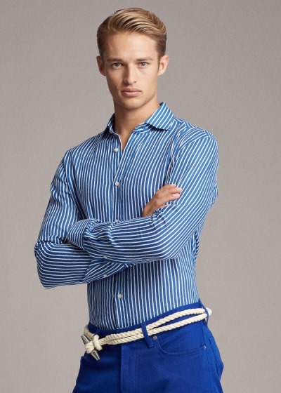Camisa Ralph Lauren Hombre Azules / Blancos Rayas - Stripe-Print Linen - LSRYX7948